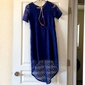 Navy blue girls’ high low dress